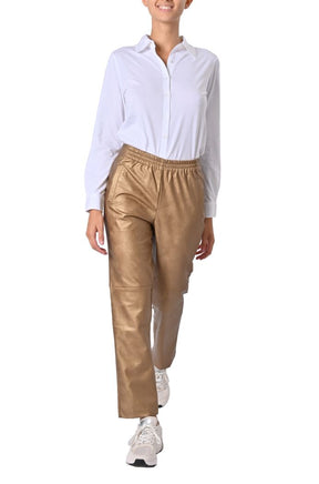 Pantalone Moritzio in ecopelle oro di Louison