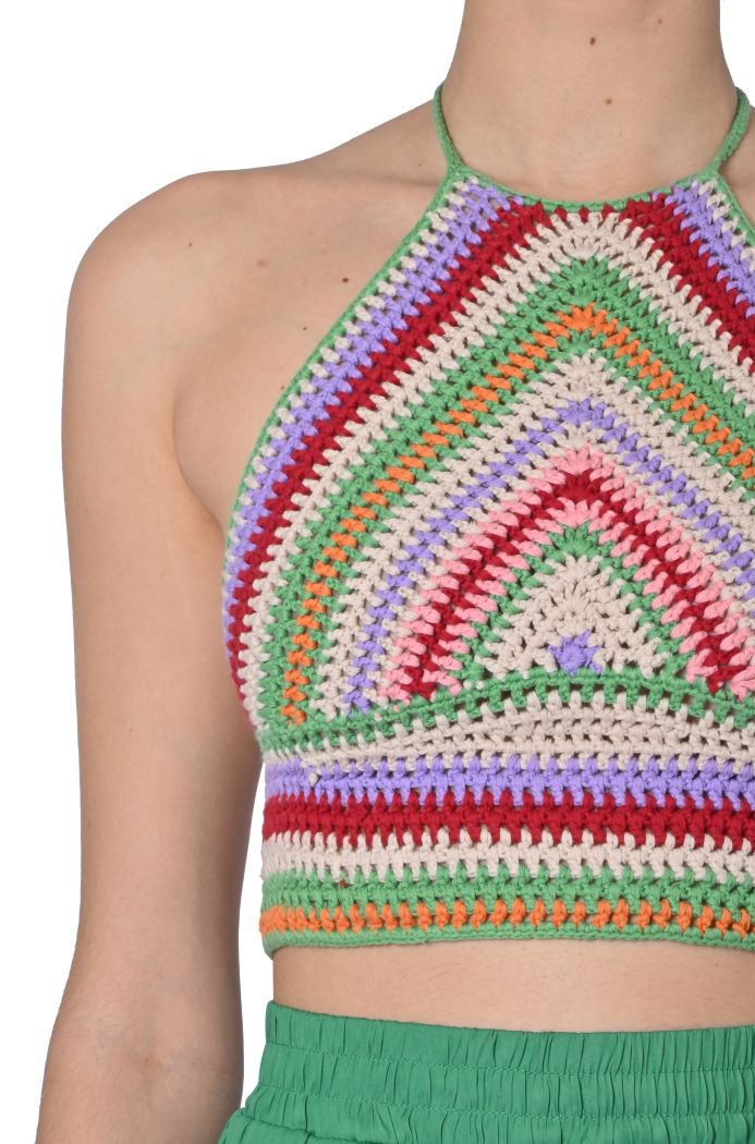 Top crop di Suncoo effetto crochet