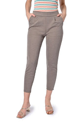 Pantalone aderente cropped di Ichi in piquè misto cotone
