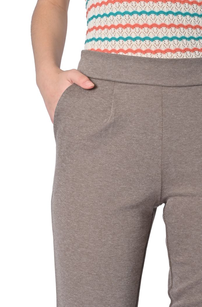 Pantalone aderente cropped di Ichi in piquè misto cotone