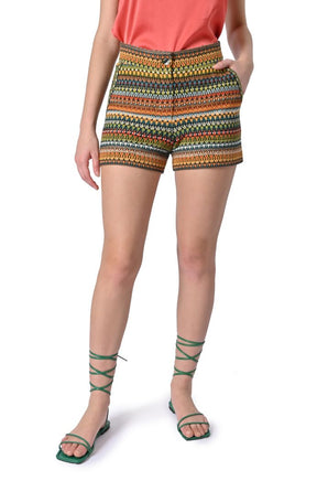 Shorts in jacquard di Ivko disegno minigeometrico multicolor